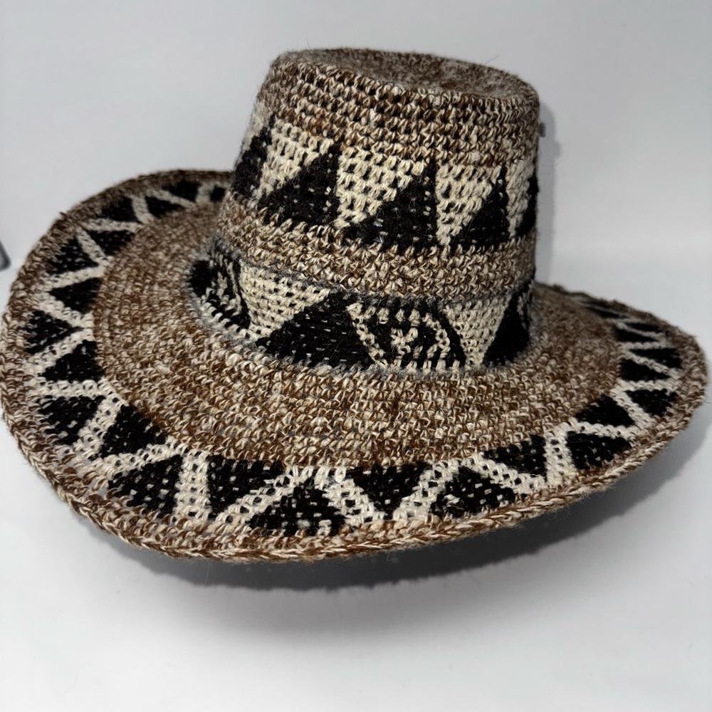 Vintage Peruvian WOOL Cowboy HAT Western HAND WOVEN Unique and rare hat